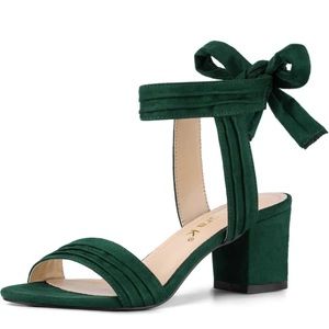 Women's Open Toe Ankle Tie Back Block Heel Sandals